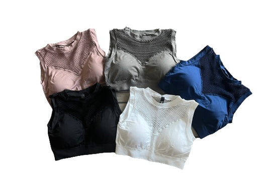 Cerise Active High Neck Mesh Seamless Sport Bra