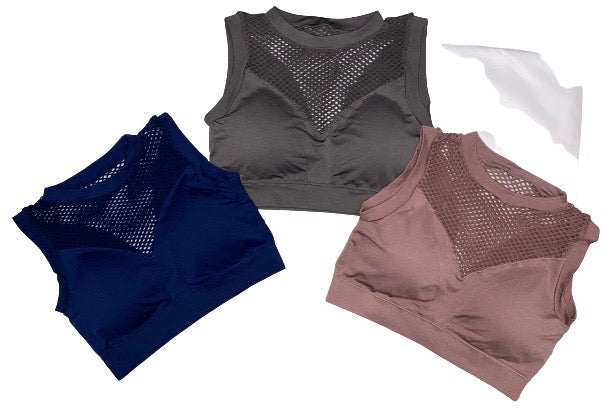 Cerise Active High Neck Mesh Seamless Sport Bra