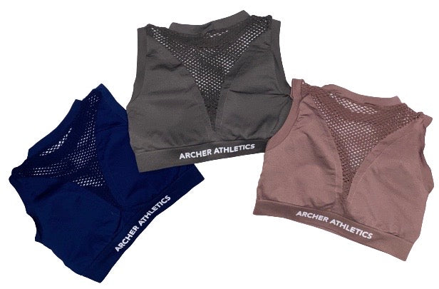 Cerise Active High Neck Mesh Seamless Sport Bra